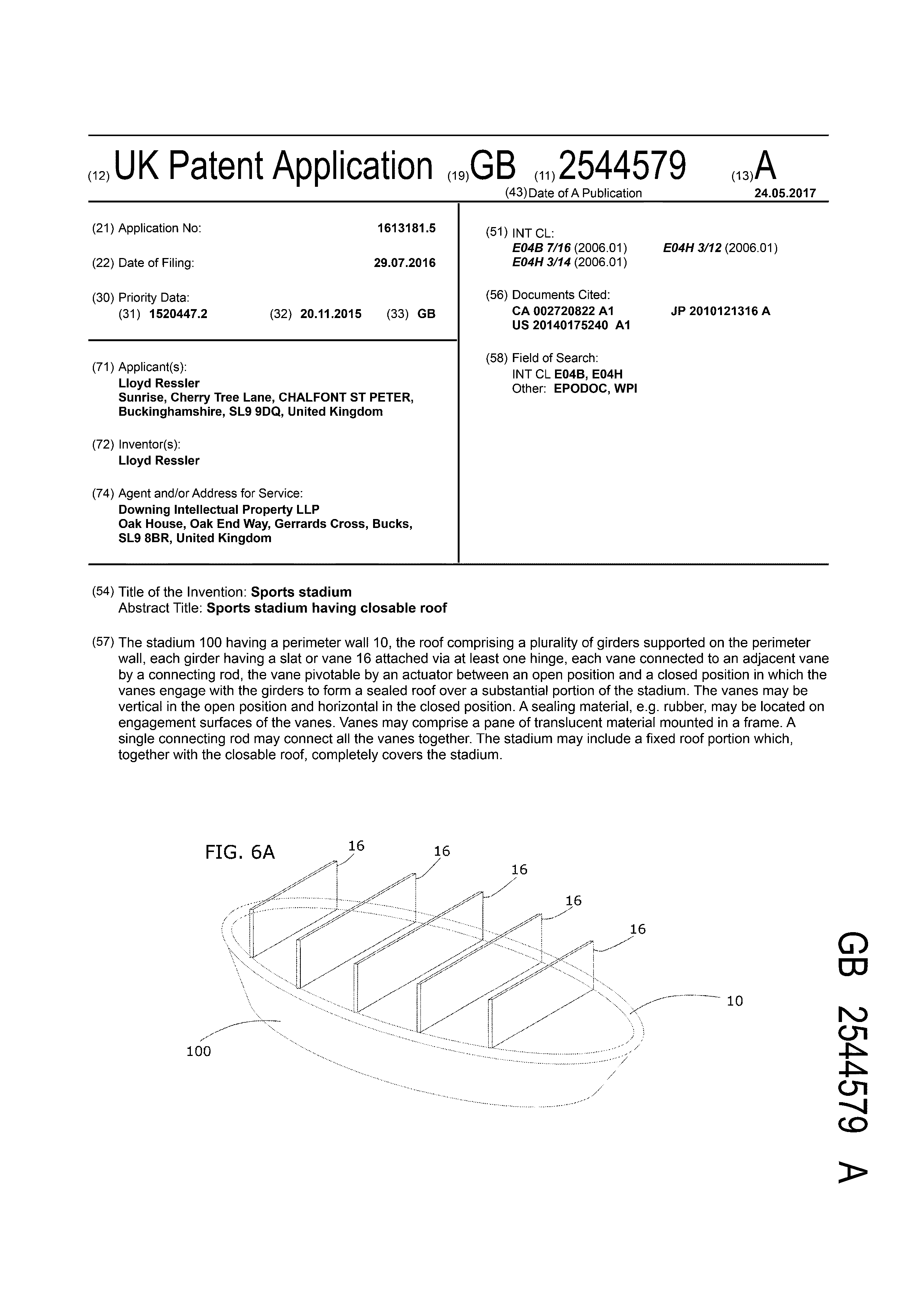 Buy the patent Sports stadium (Patent for sale)