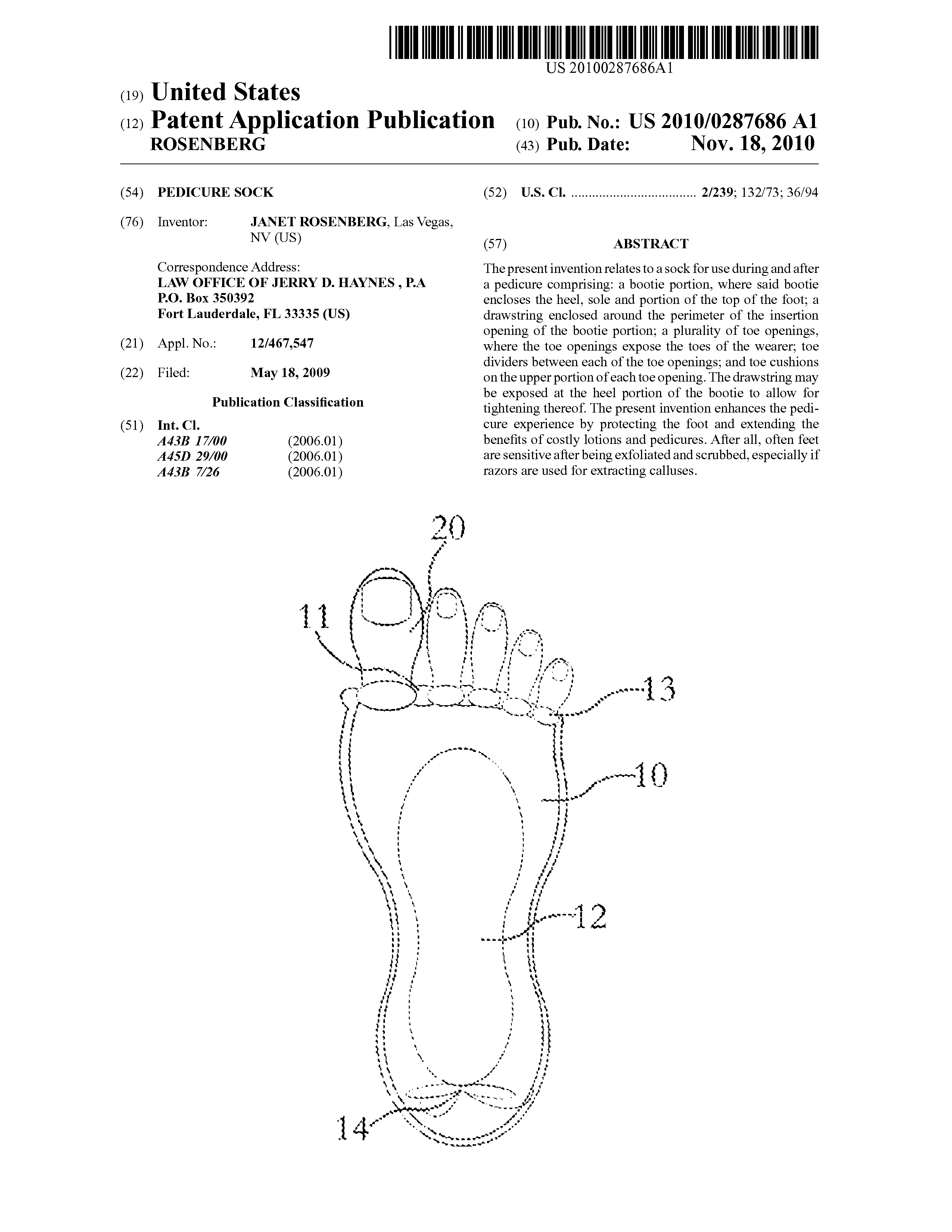 Buy the patent PEDICURE SOCK (Patent for sale)