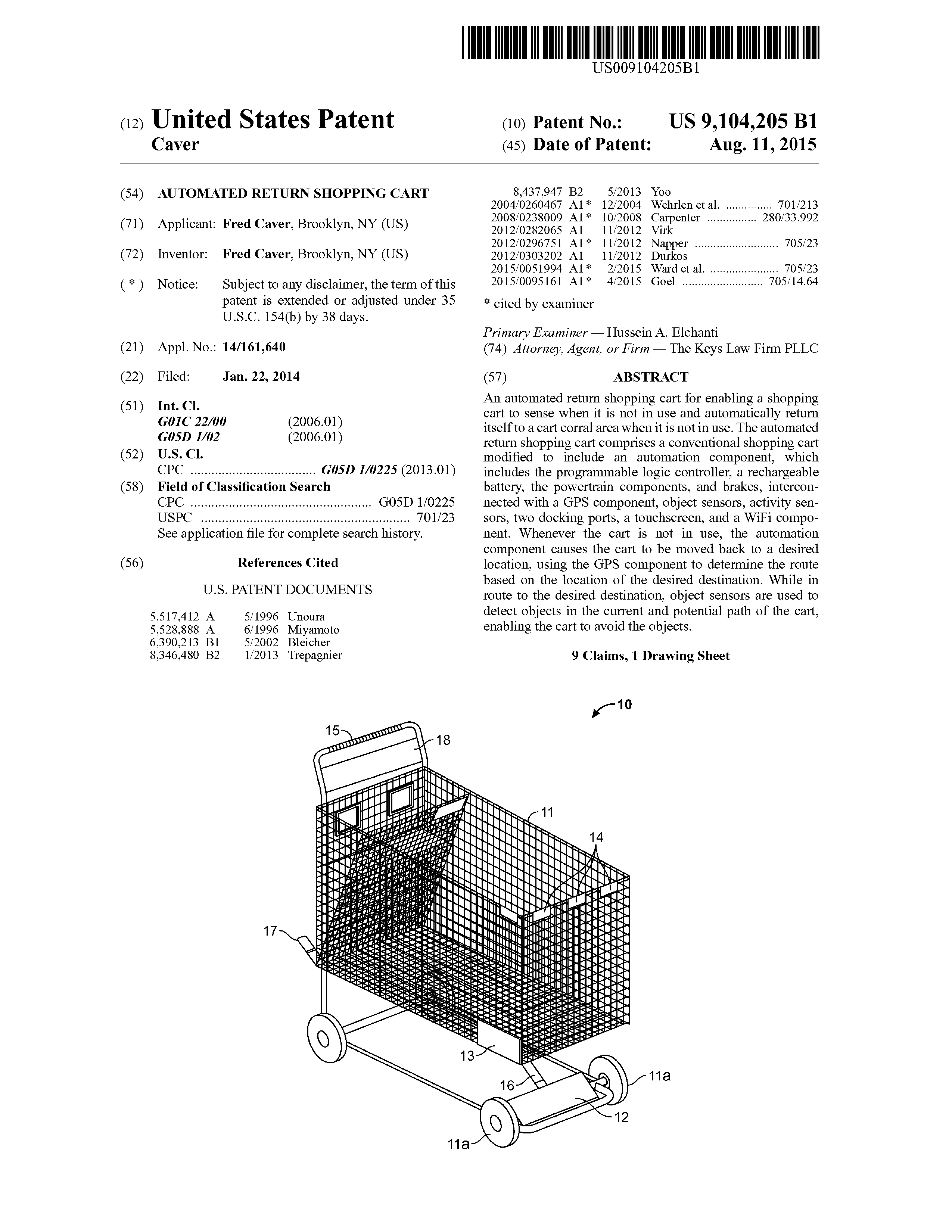 Geleend Reiziger Wat Buy the patent: AUTOMATED RETURN SHOPPING CART - (GPS) & (Wi-Fi) (Patent  for sale)