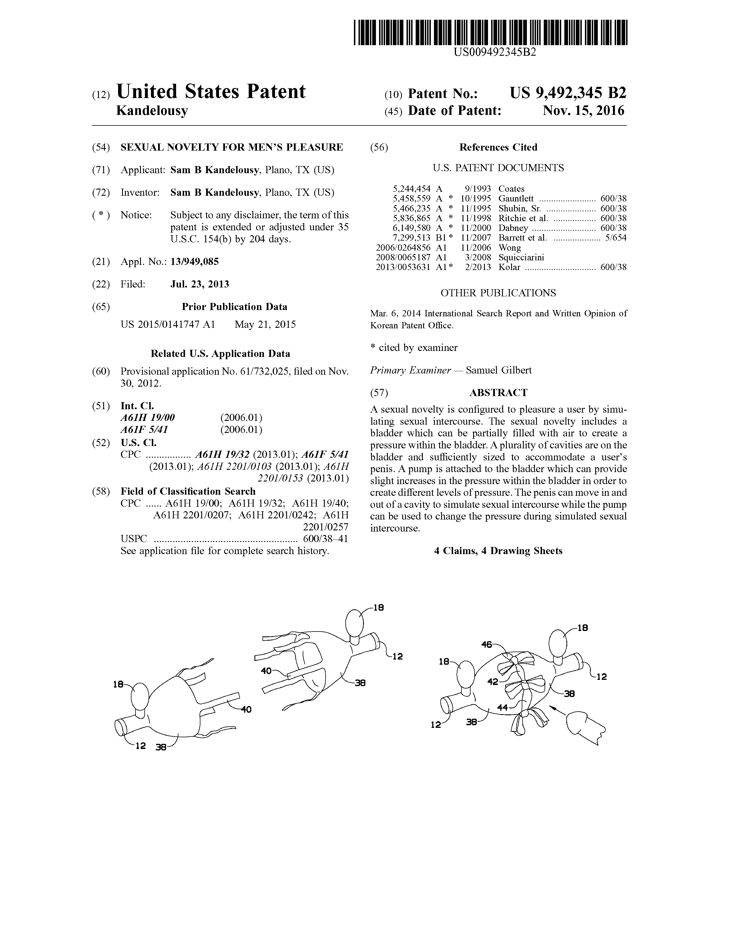 Buy the patent Sexual novelty for men (Patent for sale)
