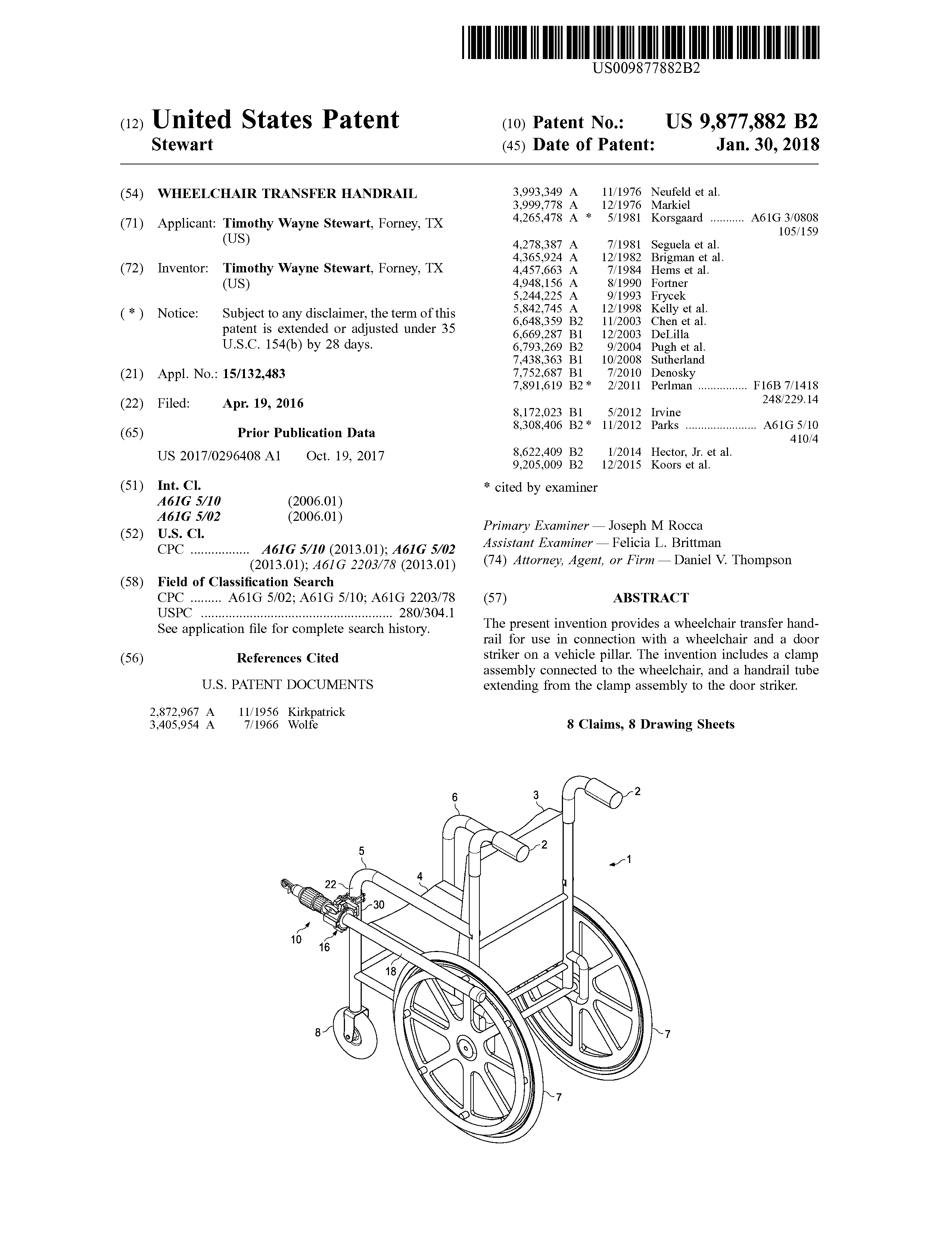Buy the patent WHEELCHAIR TRANSFER HANDRAIL (Patent for sale)