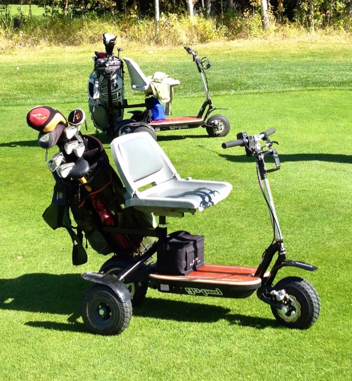 Lightweight and portable single rider golf cart.
